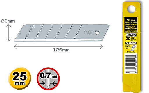 <p>Rezervni nožić iz serije HB, sirine 25 mm, koji se koristi za sve OLFA skalpele iz serije H.</p>
